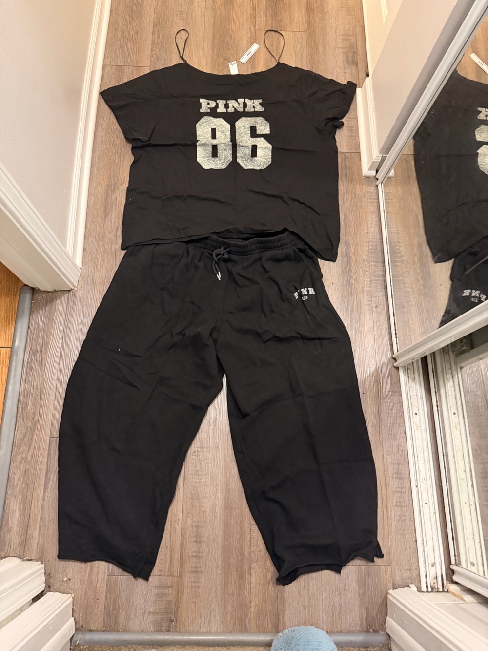 PINK Victoria's Secret Black Sparkle '86' Kids Pajama Set